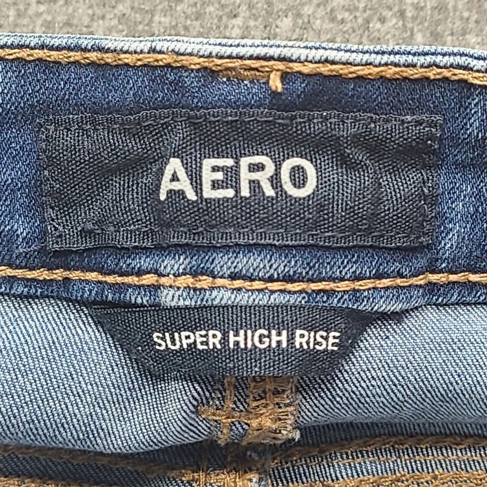 Aeropostale Skinny Jeans Womens‎ 4 Blue Excellent Distressed Super High Rise